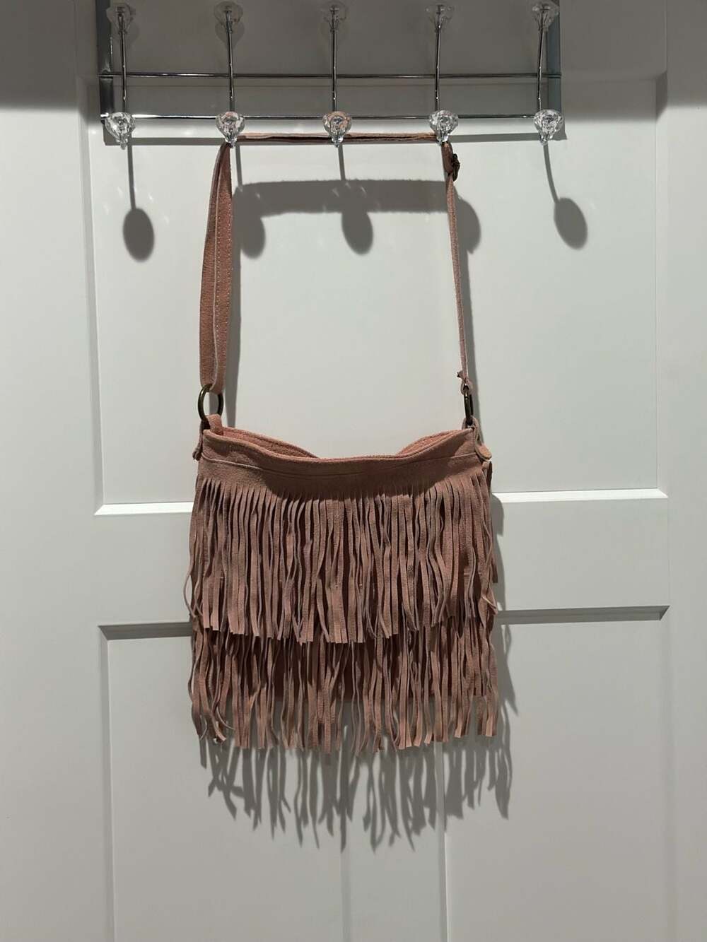 Genuine Leather Made in Italy Suede Fringe Crossbody Bag